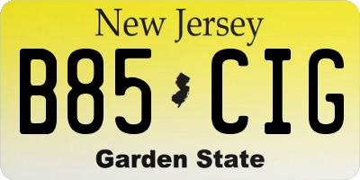 NJ license plate B85CIG