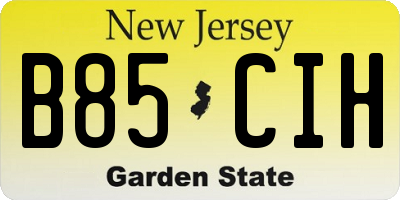 NJ license plate B85CIH