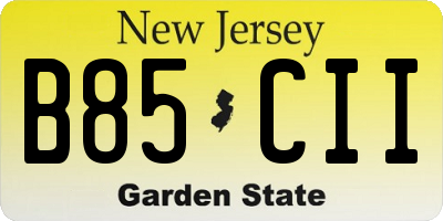 NJ license plate B85CII