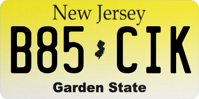 NJ license plate B85CIK