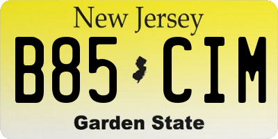 NJ license plate B85CIM