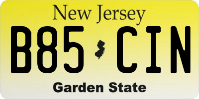 NJ license plate B85CIN