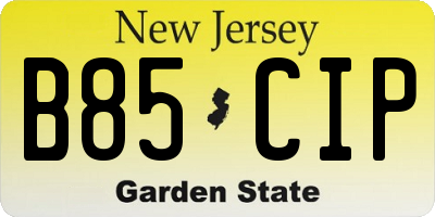 NJ license plate B85CIP
