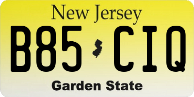 NJ license plate B85CIQ