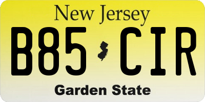 NJ license plate B85CIR