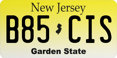 NJ license plate B85CIS