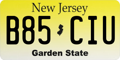 NJ license plate B85CIU