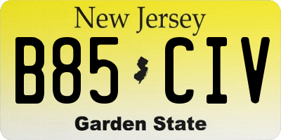 NJ license plate B85CIV