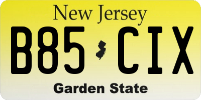 NJ license plate B85CIX