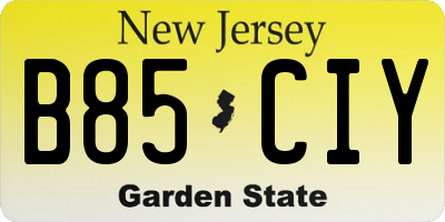 NJ license plate B85CIY
