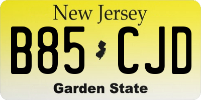 NJ license plate B85CJD