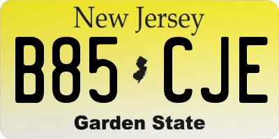 NJ license plate B85CJE