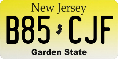 NJ license plate B85CJF
