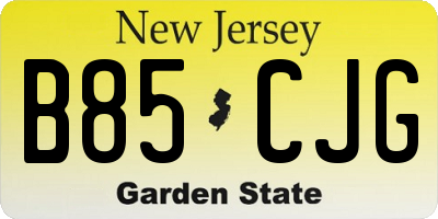 NJ license plate B85CJG