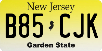 NJ license plate B85CJK