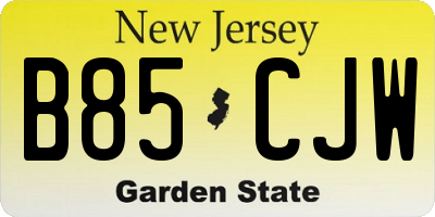 NJ license plate B85CJW