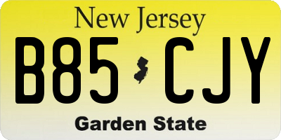 NJ license plate B85CJY