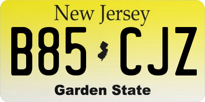 NJ license plate B85CJZ