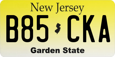 NJ license plate B85CKA