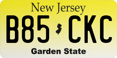 NJ license plate B85CKC