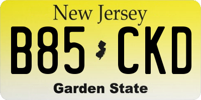 NJ license plate B85CKD