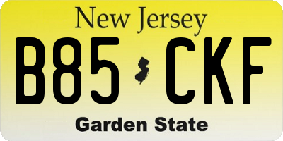 NJ license plate B85CKF