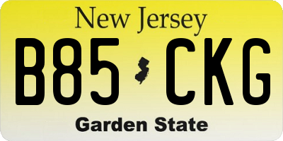 NJ license plate B85CKG