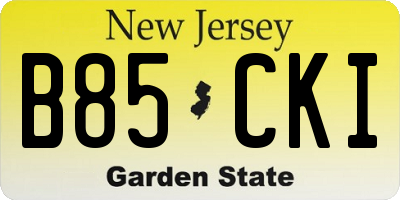 NJ license plate B85CKI