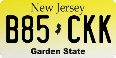 NJ license plate B85CKK