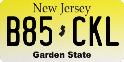 NJ license plate B85CKL