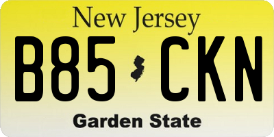 NJ license plate B85CKN