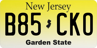 NJ license plate B85CKO