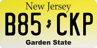 NJ license plate B85CKP