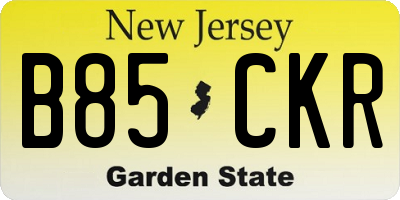 NJ license plate B85CKR