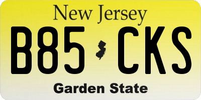 NJ license plate B85CKS