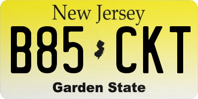 NJ license plate B85CKT