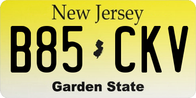 NJ license plate B85CKV