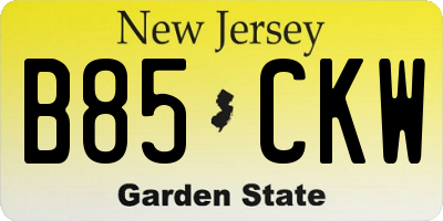 NJ license plate B85CKW