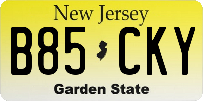 NJ license plate B85CKY
