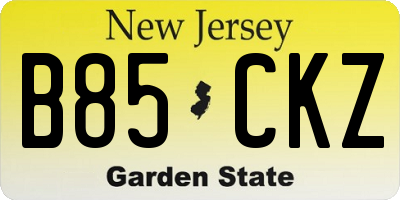 NJ license plate B85CKZ
