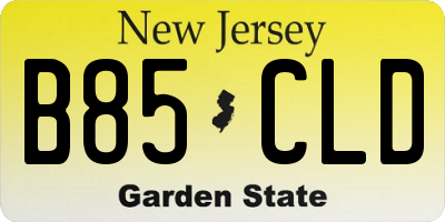 NJ license plate B85CLD