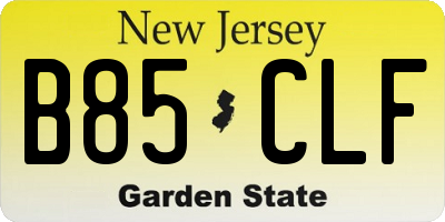 NJ license plate B85CLF