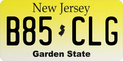 NJ license plate B85CLG