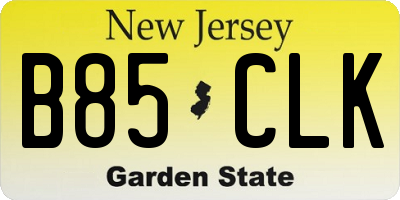 NJ license plate B85CLK