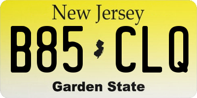 NJ license plate B85CLQ