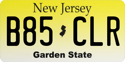 NJ license plate B85CLR