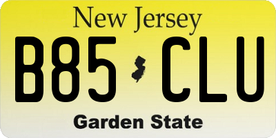 NJ license plate B85CLU