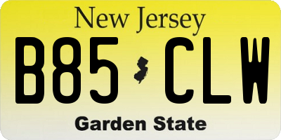 NJ license plate B85CLW