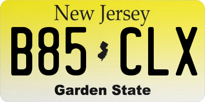 NJ license plate B85CLX