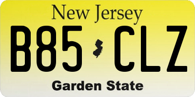 NJ license plate B85CLZ